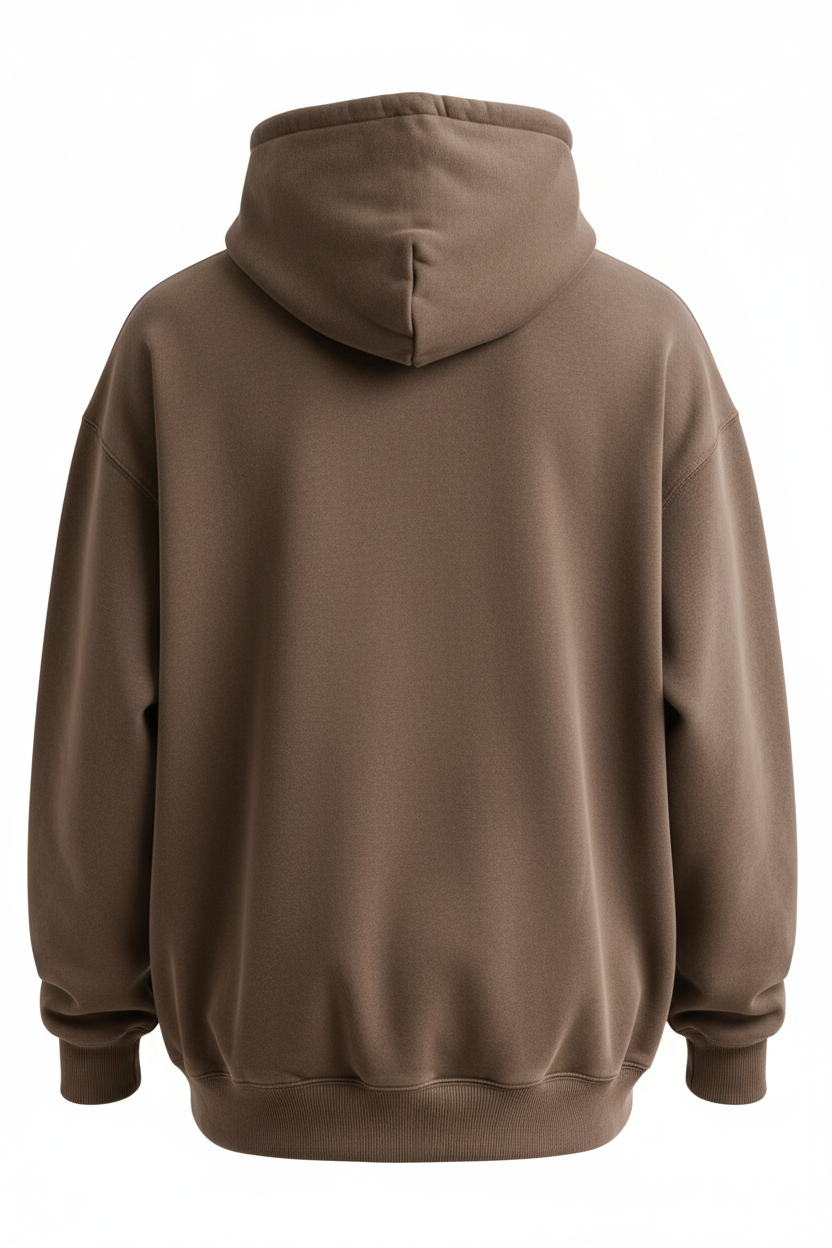 Premium Logo Hoodie mocha brown back view on white background
