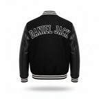 Daniel Jack Wings Varsity Jacket back view with DANIEL JACK embroidery