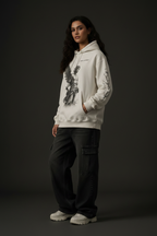 Female model wearing Rise Anyway Premium Logo Hoodie