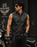 The Rider – Premium Black Leather Biker Vest