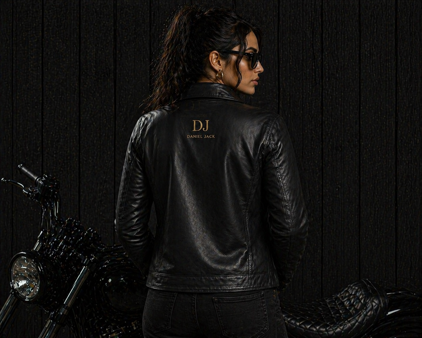 Daniel Jack Leather Biker Jacket – Gold Edition