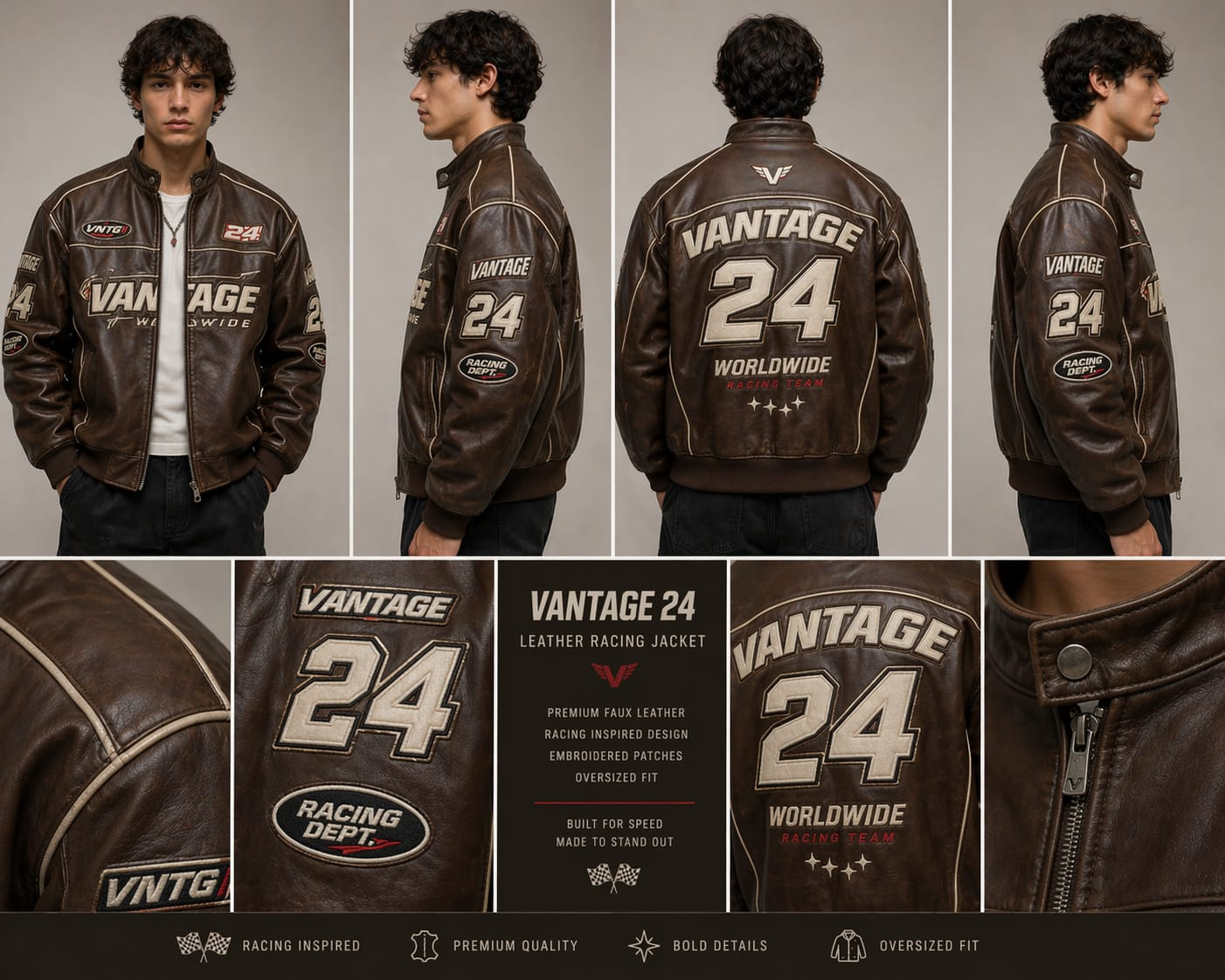 Vantage 24 – Premium Leather Racing Jacket