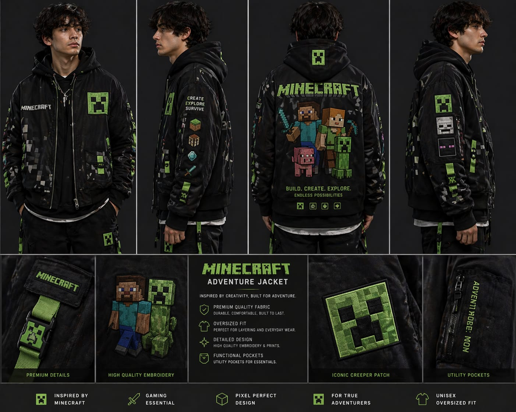 Minecraft Adventure Jacket – Premium Gaming Streetwear
