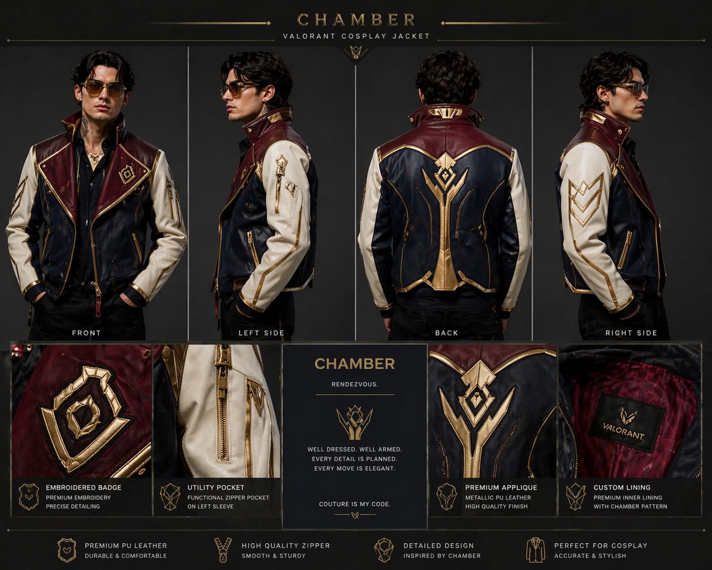 Chamber – Valorant Cosplay Premium Leather Jacket