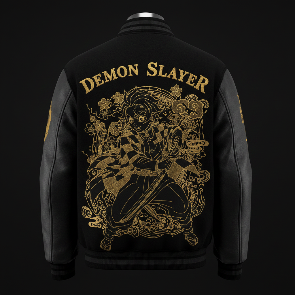 Demon Slayer Premium Varsity Jacket back view