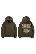 Silence Is Louder Hoodie back view showing large graphic print
