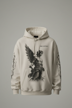 Premium Logo Hoodie front view with angel graphic