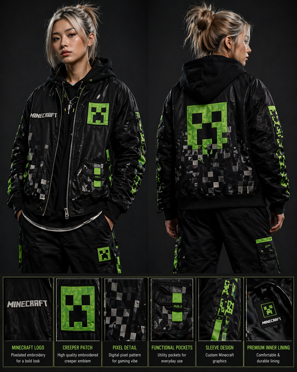 Minecraft Adventure Jacket – Premium Gaming Streetwear