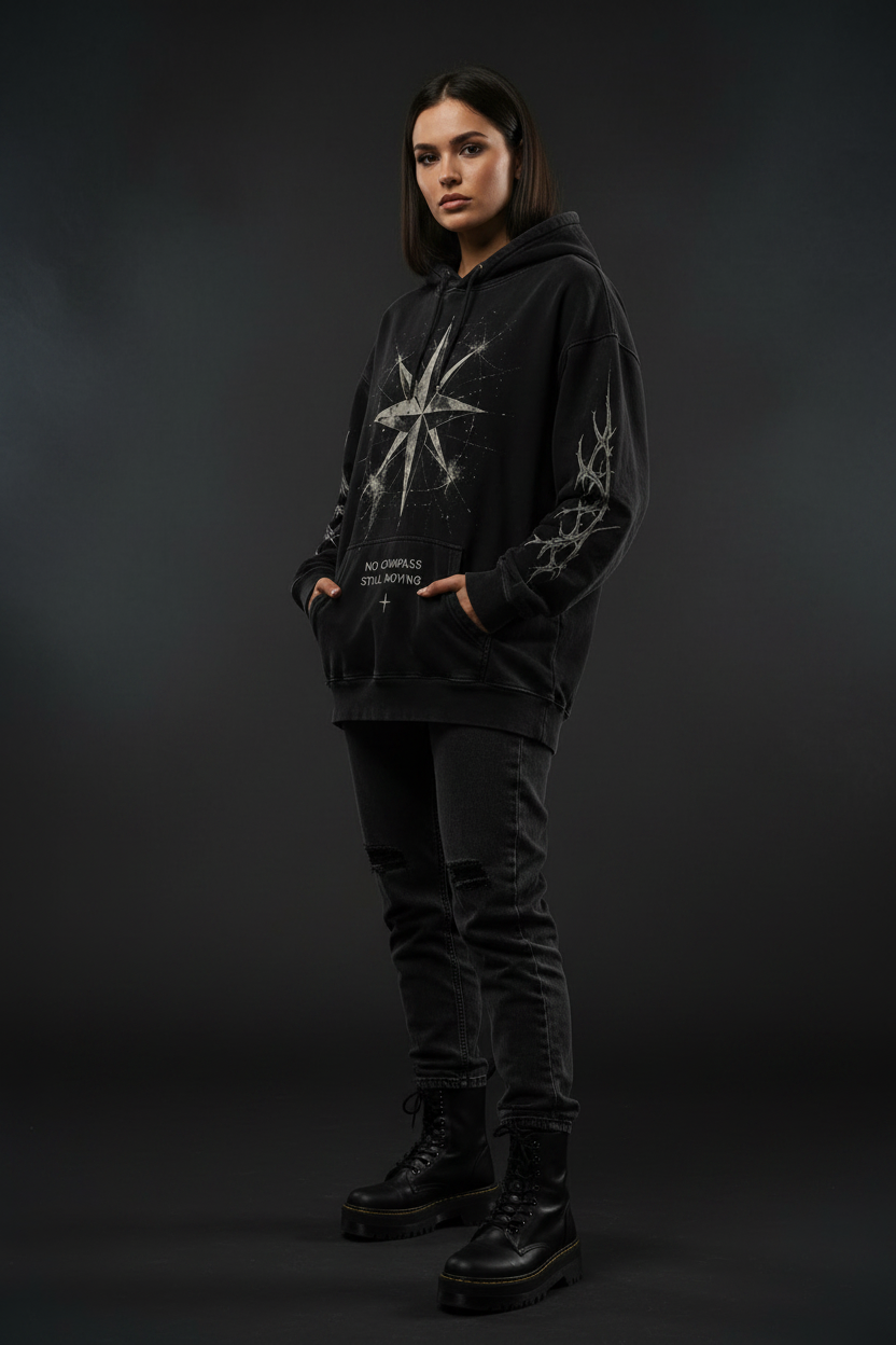 Female model wearing Premium Logo Hoodie