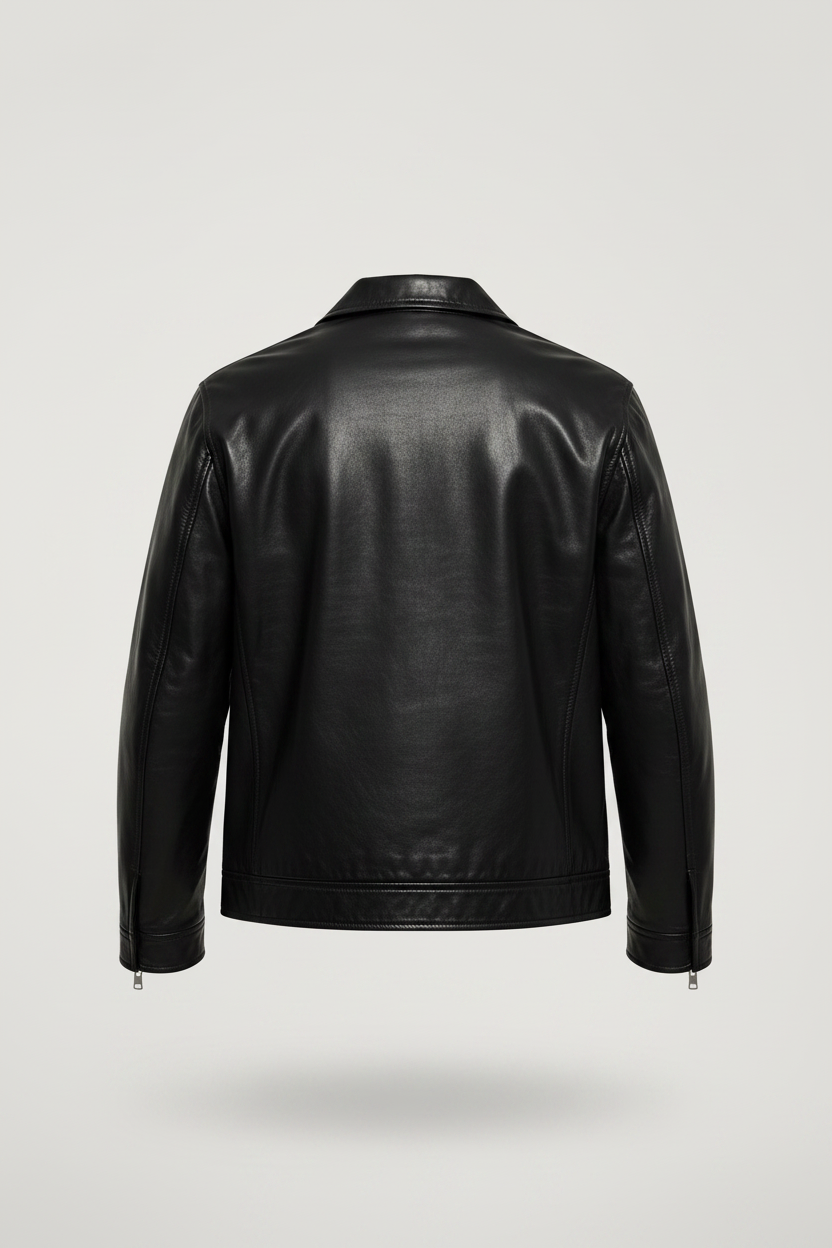 The Classic Premium Leather Jacket – Back View
