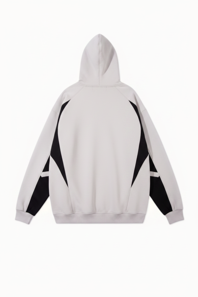 Premium Colorblock Logo Hoodie back view on white background