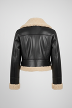 Daniel Jack Women's Shearling Cropped Leather Jacket - Back View