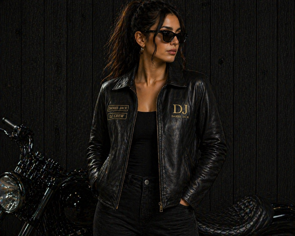 Daniel Jack Leather Biker Jacket – Gold Edition