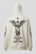 Premium Logo Hoodie back view with Discipline Over Everything graphic
