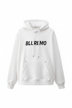 BLUREMO white Premium Logo Hoodie front product view