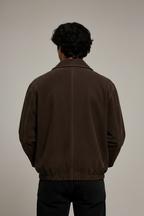 The Maverick Dark Suede Bomber Jacket – Back View