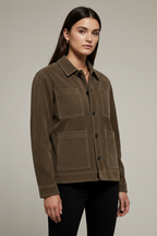 The Craftsman Suede Chore Jacket – Female Model