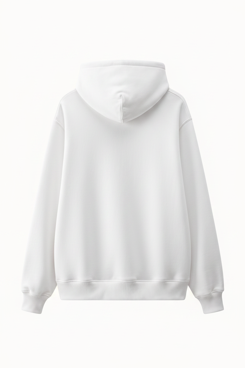 BLUREMO white Premium Logo Hoodie back product view