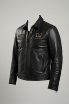 Daniel Jack Leather Biker Jacket Gold Edition - Side View
