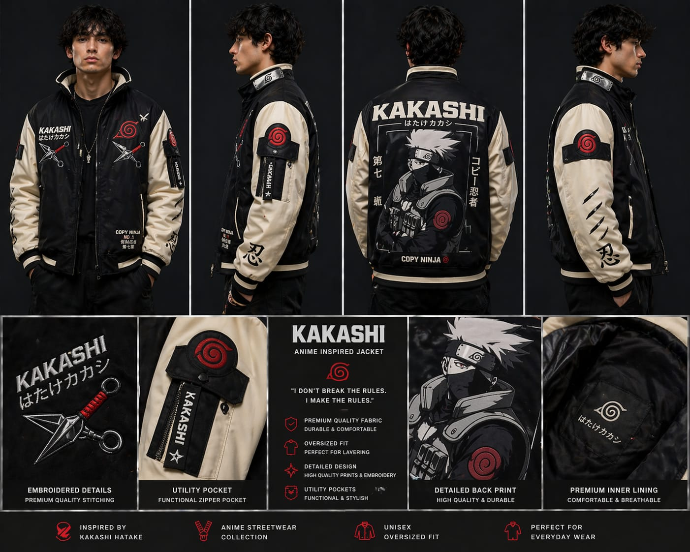 Kakashi Hatake – Premium Anime Varsity Jacket