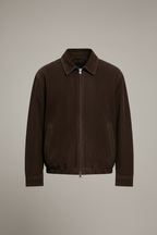 The Maverick Dark Suede Bomber Jacket – Front View