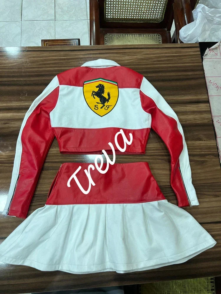 Handmade Women's Leather Skirt Suit – Fashion &amp; Motorsports Premium Quality - Recreated Inspired Edition