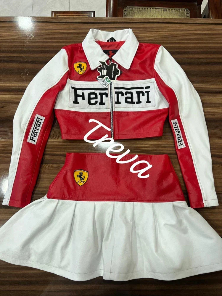 Handmade Women's Leather Skirt Suit – Fashion &amp; Motorsports Premium Quality - Recreated Inspired Edition