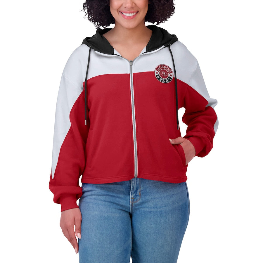 Erin Andrews San Francisco 49ers Color Block Full-Zip Hoodie Recreated Edition